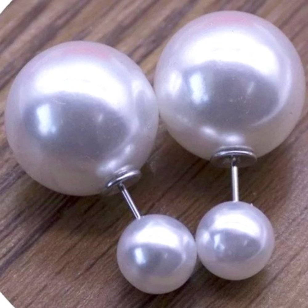 Faux Pearl Double Sided Earrings